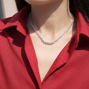 Certified Moissanite Diamond S925 Silver Womens Engagement Necklace